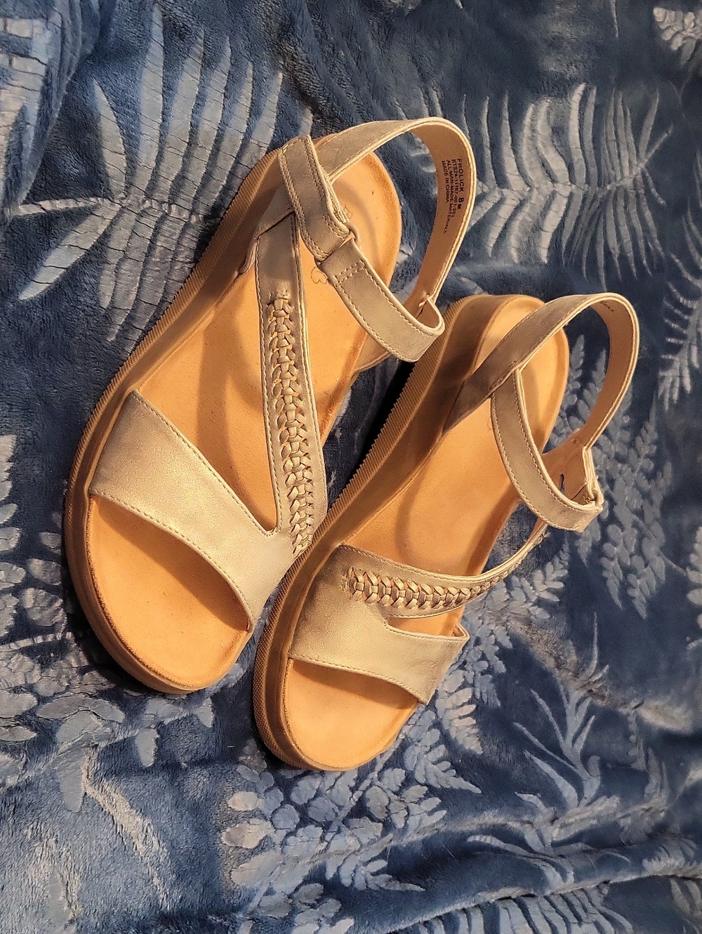 BareTraps Champagne Braided Strap Wedge Sandals